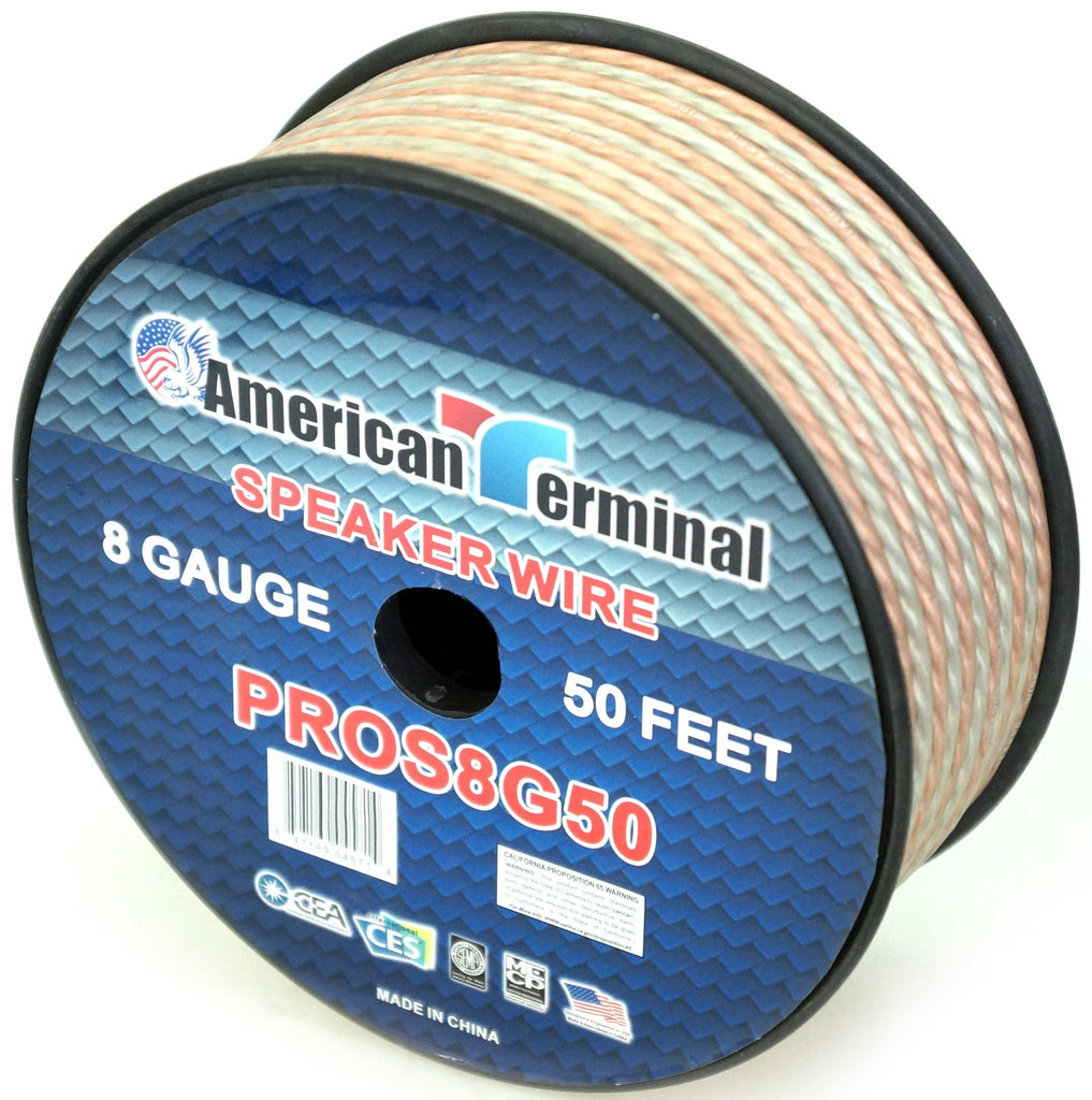 2 American Terminal PROS8G50 50' 8 Gauge PRO PA DJ Car Home Marine Audio Speaker Wire Cable Spool