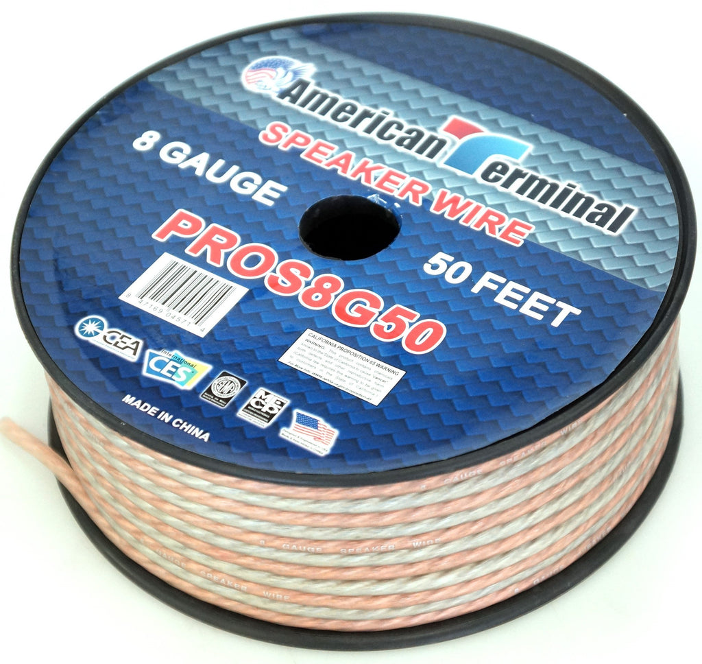 2 American Terminal PROS8G50 50' 8 Gauge PRO PA DJ Car Home Marine Audio Speaker Wire Cable Spool