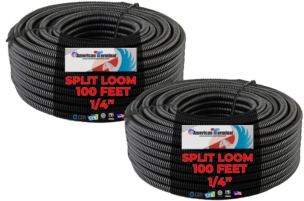 TSLT14-200 200 feet 1/4" split loom wire tubing hose cover auto home marine