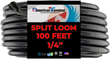 Load image into Gallery viewer, American Terminal  ASLT14 100&#39; 1/4&quot; split loom wire tubing hose cover auto home marine