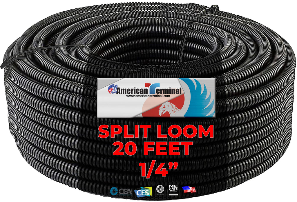 20 FT 1/4" (6mm) Split Loom Tubing Polyethylene High Temperature Electrical Conduit