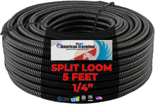 Load image into Gallery viewer, 5 FT 1/4&quot; INCH Split Loom Tubing Wire Conduit Hose Cover Auto Home Marine Black Marine Black