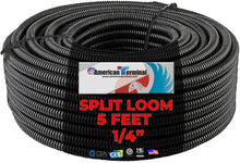 Load image into Gallery viewer, American Terminal  SLT14 5 FT 1/4&quot; INCH Split Loom Tubing Wire Conduit Hose Cover Auto Home Marine Black Marine Black
