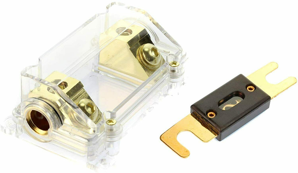 Absolute USA ANH-0 Gold Inline ANL Fuse Holder Fits 0, 2, 4 Gauge with 200AMP Fuse
