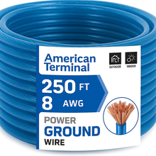Load image into Gallery viewer, American Terminal ATP8G250BL 8GA 250' Blue Power Ground Wire Car Audio Amplifier Marine Cable