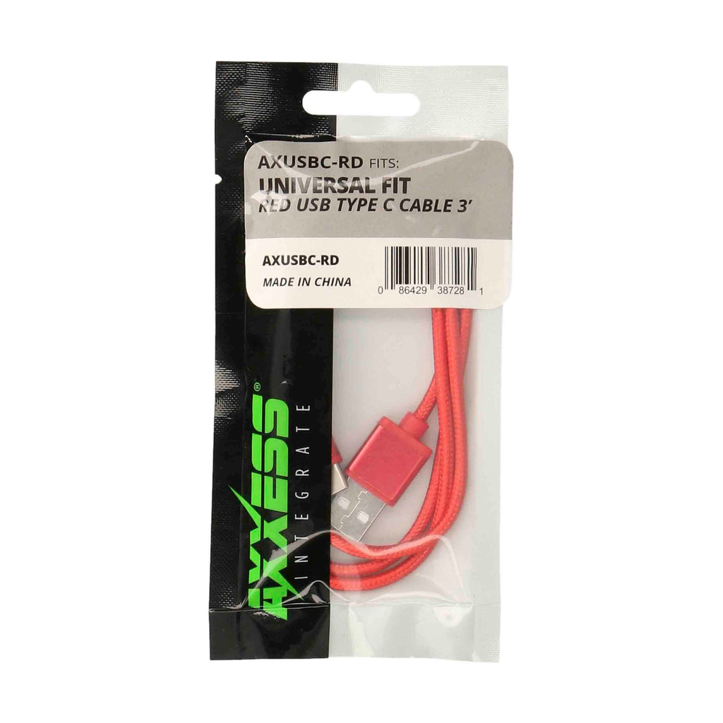 Axxess AXUSBC-RD USB-C Replacement Cable - 3 Ft, Red