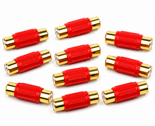 Load image into Gallery viewer, Absolute FF-100R-10 Gold Red RCA Female-to-Female Coupler Adapter 10 Pack