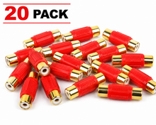 Load image into Gallery viewer, Absolute FF-100R-20 Gold Red RCA Female-to-Female Coupler Adapter 20 Pack