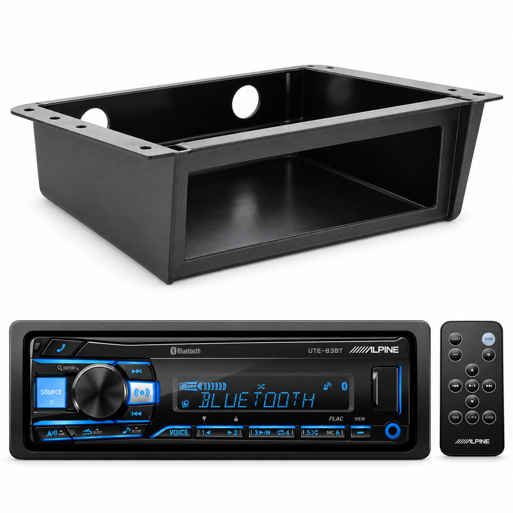 Alpine UTE-83BT Digital Media Stereo Bluetooth USB & Auxiliary + Under-Dash Mount Kit