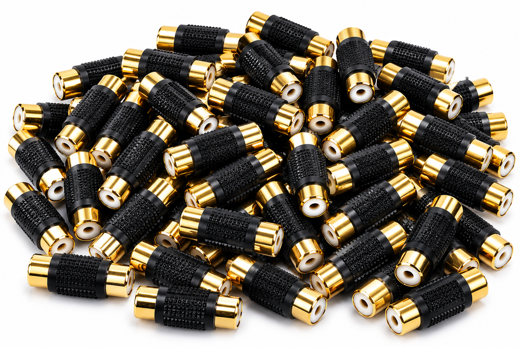 Absolute FF-100B-50 Gold RCA Female-to-Female Coupler Adapter 50 Pack