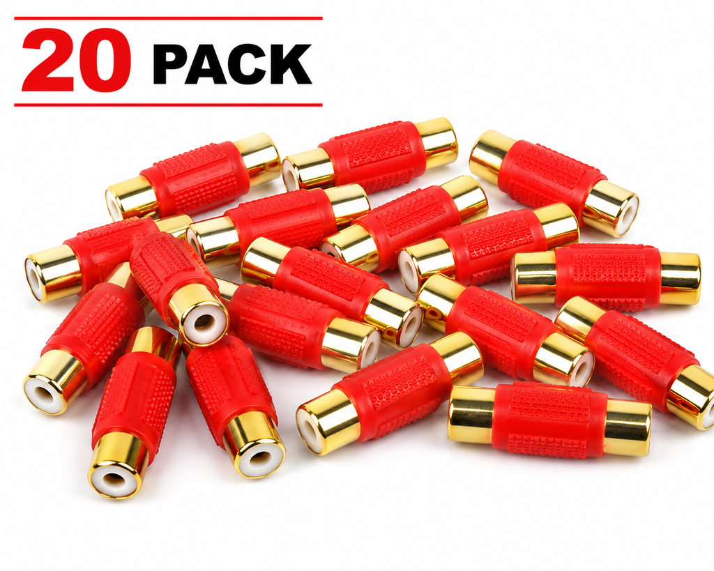 American terminal ATFF-100R-20 Gold Red RCA Female-to-Female Coupler Adapter 20 Pack