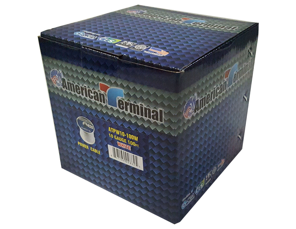 American Terminal ATPW10-100W 10GA 100' White Primary Remote Power Ground Wire