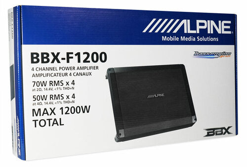 Alpine BBX-F1200 1200 Watts 4-Channel BBX Series Class A/B Amplifier w/ Amp Kit