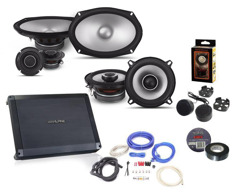 Alpine BBX-F1200 Amplifier S2-S69C 6X9 Component S2-S50 5.25" Speakers & Wiring Kit