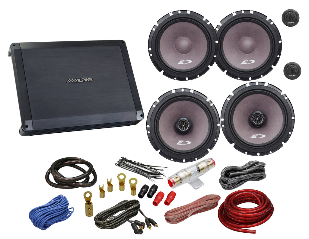 Alpine SXE-1751S 6.5" Component, SXE-1726S 6.5" Speaker, BBX-F1200 280W 4Ch Amp, Wiring Kit