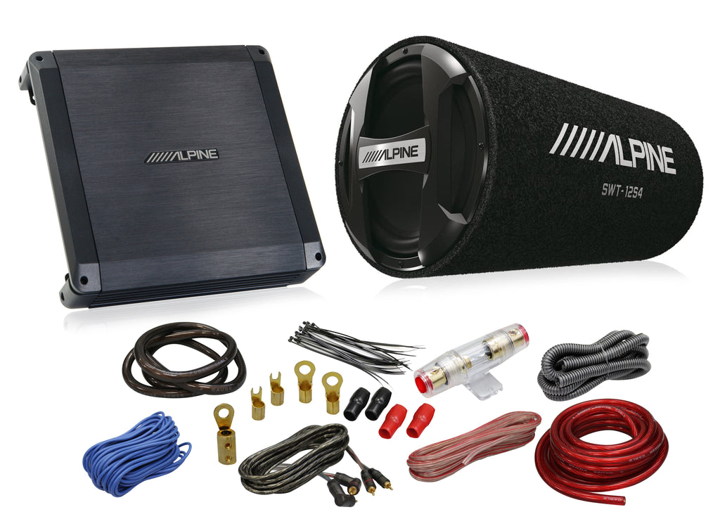 Alpine BBX-T600 Amplifier SWT-12S4 12" Bass Tube KIT4 4 Gauge Amplifier Kit