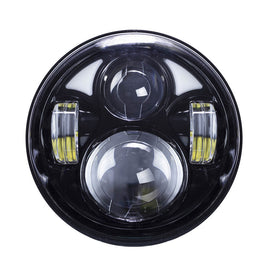 Saddle Tramp BC-561B Round Motorcycle Headlights with Black Face and Partial Halo - 5.6 Inch, 8 LED