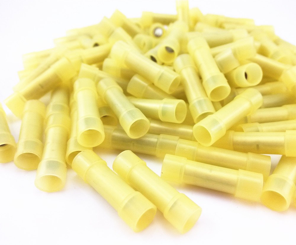 American Terminal BC1210Y 500 pcs 12 - 10 Gauge AWG Yellow insulated Nylon crimp terminals connectors Butt Connectors