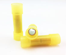 Charger l&#39;image dans la galerie, MK Audio KBC1210Y 100 pcs 12 - 10 Gauge AWG Yellow insulated Nylon crimp terminals connectors Butt Connectors