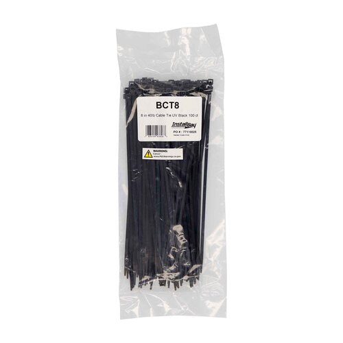 Install Bay BCT8 Black Cable Tie - 8 Inch, Package of 100