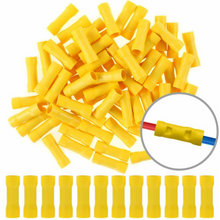 Load image into Gallery viewer, Install Bay YNBC1210Y 100 pcs 12 - 10 Gauge AWG Yellow insulated crimp terminals connectors Butt Connectors