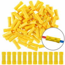 Load image into Gallery viewer, Patron PBCV1210Y 100 pcs 12 - 10 Gauge AWG Yellow insulated crimp terminals connectors Butt Connectors