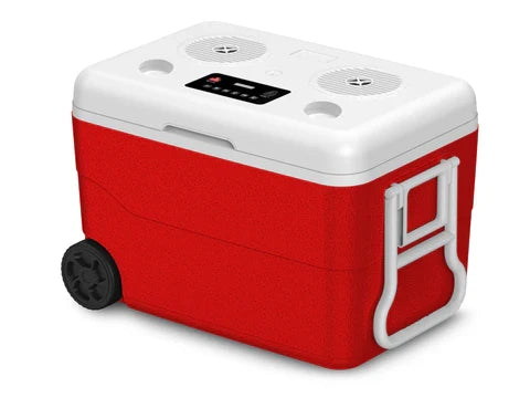 Cerwin Vega CVC65R 55QT Red Cooler with 6.5" 2-Way Marine Built-In Speakers, BT Streaming, Phone Charger, 10hr Battery
