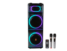Load image into Gallery viewer, MR DJ BEVERLY HILLS 55000W Dual 12” Bluetooth Rechargeable Party Speaker Ring Partylights 2 Wireless Mic TWS Portable DJ PA System
