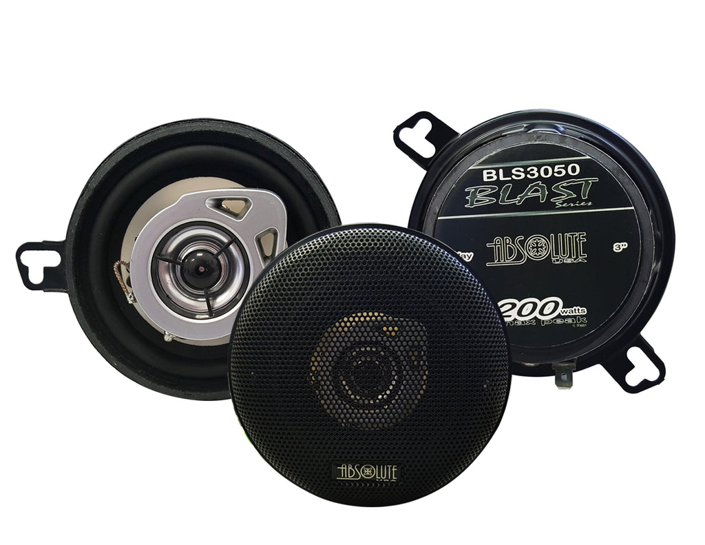 2 Pair Absolute BLS-3050 3.5" 2-Way 200 Watts Full Range Coaxial Car Speakers