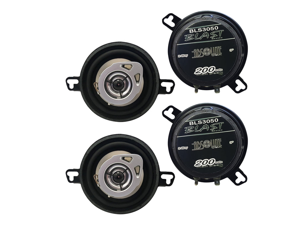 2 Pair Absolute BLS-3050 3.5" 2-Way 200 Watts Full Range Coaxial Car Speakers