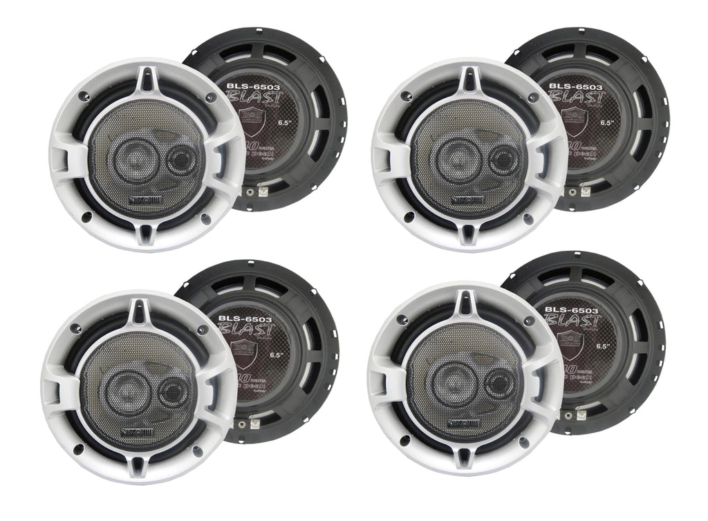 Absolute USA 4 X BLS-6503 Blast Series 6.5 Inches 3 Way Car Speakers 640 Watts Max Power