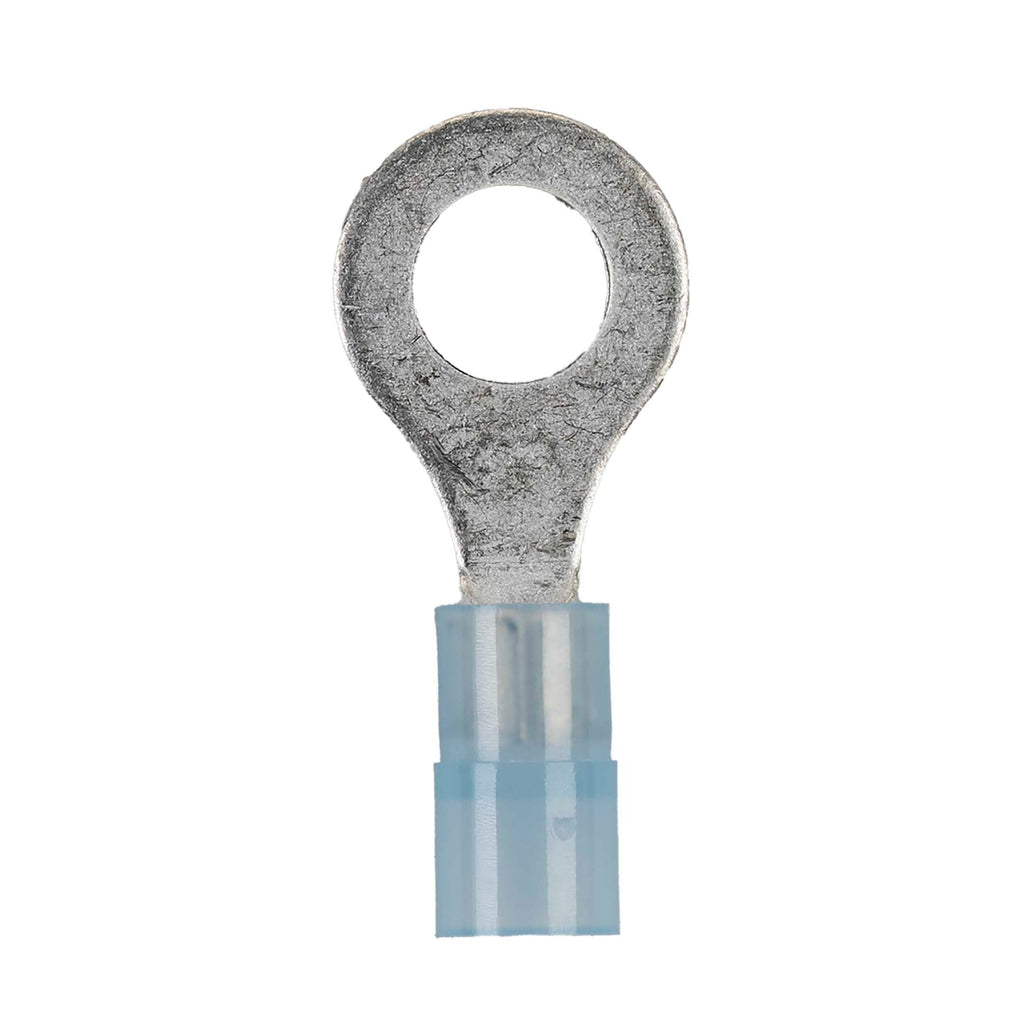 Install Bay BNRT14 Blue Nylon Ring Terminals 16-14 GA 1/4 inch - Package of 100