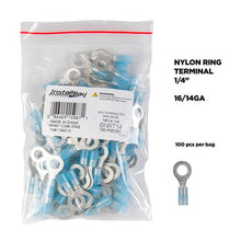 Charger l'image dans la galerie, Install Bay BNRT14 Blue Nylon Ring Terminals 16-14 GA 1/4 inch - Package of 100