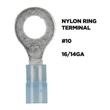 Charger l'image dans la galerie, Install Bay BNRT14 Blue Nylon Ring Terminals 16-14 GA 1/4 inch - Package of 100