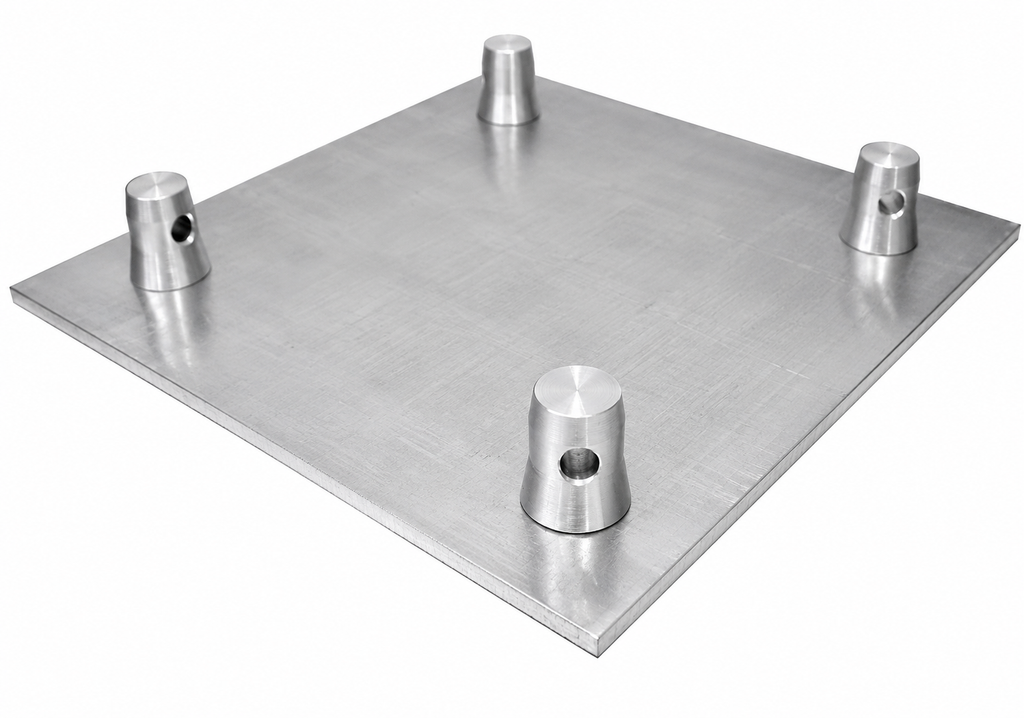 MR TRUSS BP1414 Universal 14" × 14" Aluminum Base Plate for 12" Square Truss Systems
