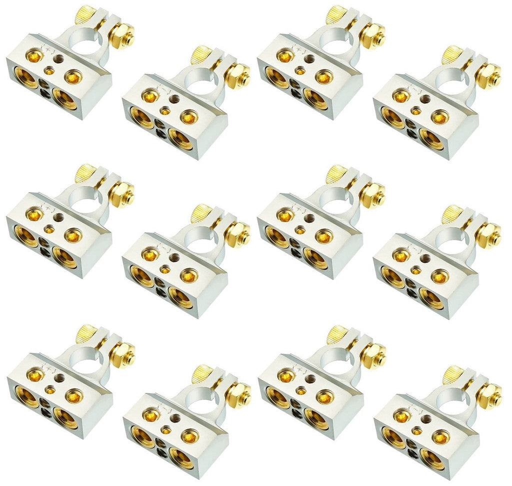 6 American Terminal ABTC300PN 0/2/4/6/8 AWG Single Positive & Negative Power Battery Terminal Connectors Chrome