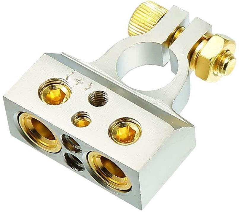 Absolute BTC300PN 0/2/4/6/8 AWG Single Positive & Negative Power Battery Terminal Connectors Chrome
