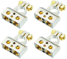 4 MK Audio MBTC300P 0/2/4/6/8 AWG Single Positive Power Battery Terminal Connectors Chrome