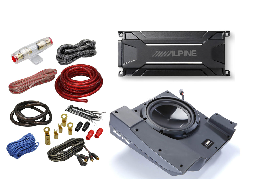 Alpine SBV-10-WRA KTA-30MW KIT4<BR/>Alpine SBV-10-WRA 10-Inch Subwoofer for 2007-2018 Jeep Wrangler with KTA-30MW Amplifier, Absolute KIT4 wire kit