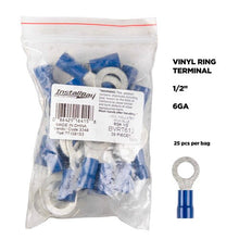 Load image into Gallery viewer, Install Bay BVRT612 Blue Vinyl Ring Terminal 6 Gauge 1/2 inch - Package of 25