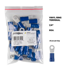 Load image into Gallery viewer, Install Bay BVRT614 Blue Vinyl Ring Terminal 6 Gauge 1/4 Inch - Package of 25