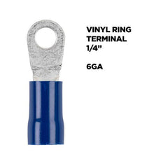 Load image into Gallery viewer, Install Bay BVRT614 Blue Vinyl Ring Terminal 6 Gauge 1/4 Inch - Package of 25