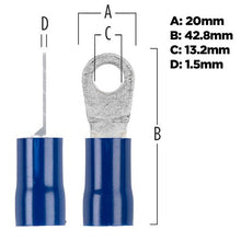 Load image into Gallery viewer, Install Bay BVRT614 Blue Vinyl Ring Terminal 6 Gauge 1/4 Inch - Package of 25