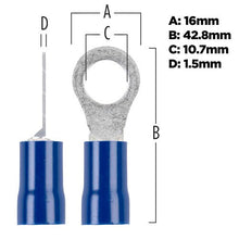 Load image into Gallery viewer, Install Bay BVRT638 Blue Vinyl Ring Terminal 6 Gauge 3/8 Inch - Package of 25