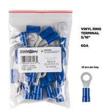 Charger l'image dans la galerie, Install Bay BVRT6516 Blue Vinyl Ring Terminal 6 Gauge 5/16 inch - Package of 25