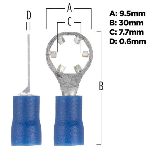 Install Bay BVSRT10 BLUE #10 STAR RING TERMINAL 16-14 Pack of 100