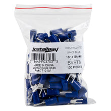 Load image into Gallery viewer, Install Bay BVST6 Blue Vinyl Spade Terminal 16-14 Gauge #6 Package of 100