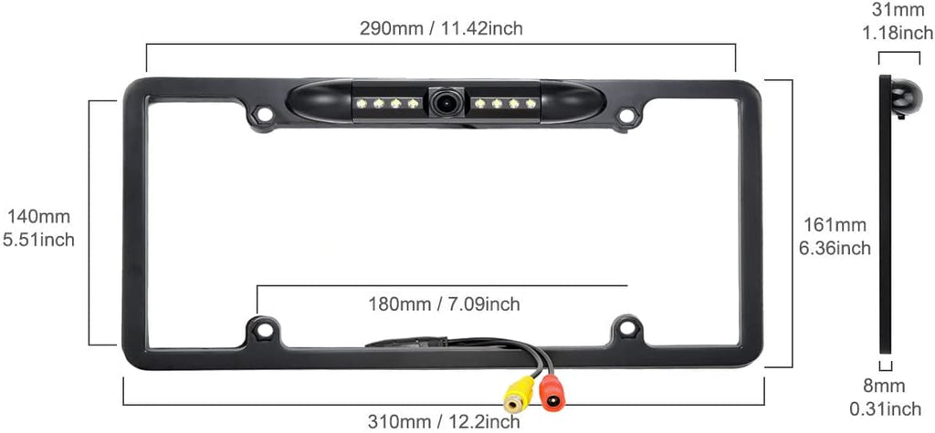 Absolute CAM2000CCDB Universal License Plate Frame with Built-In CCD Waterproof Camera