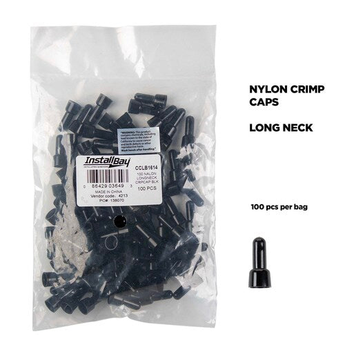 Install Bay CCLB1614 Crimp Cap Long Neck Black Nylon 16-14 Gauge - Package of 100