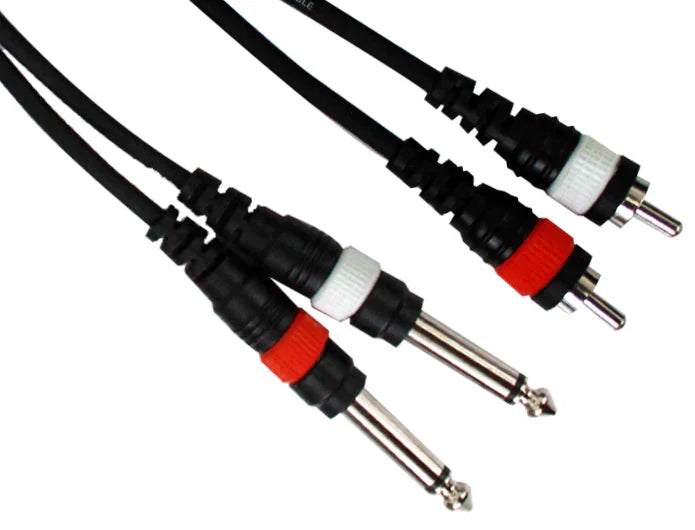 MR DJ CDQR12 12 feet Dual 1/4" Male Mono to Dual RCA Male Audio Cable